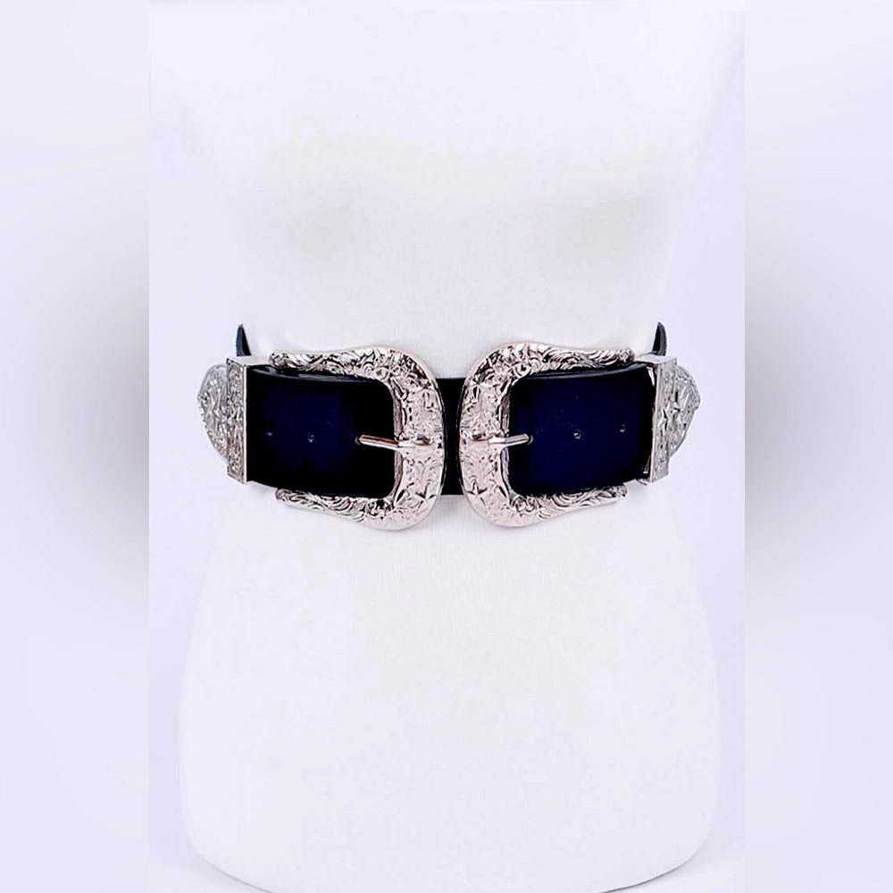 Black Chunky Western Statement Belt